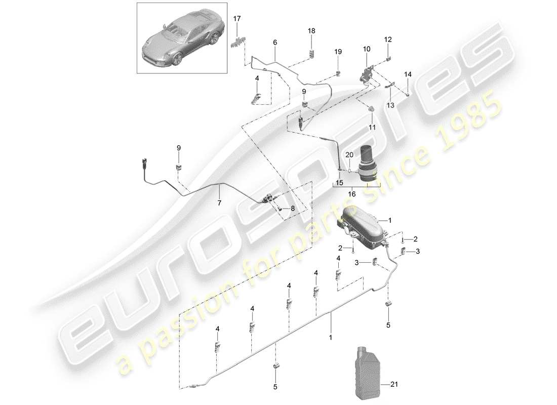porsche 2018 (991-2 turbo) sistema autonivelante diagrama de piezas