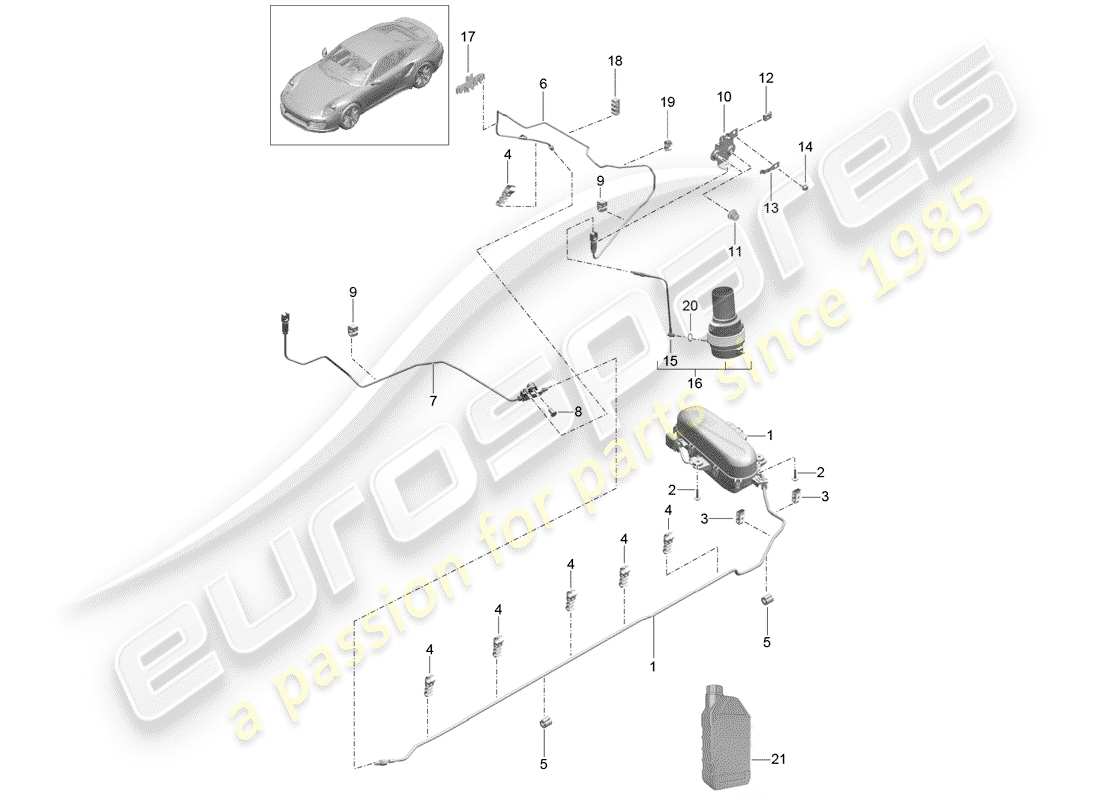 porsche 991 turbo (2018) sistema de autonivelación diagrama de piezas