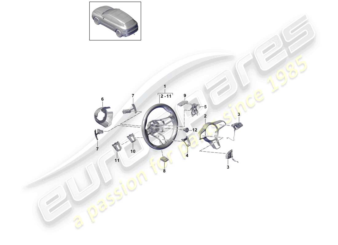 porsche 2024 (cayenne e3 9ya/9yb) diagrama de piezas del detector de contacto del volante