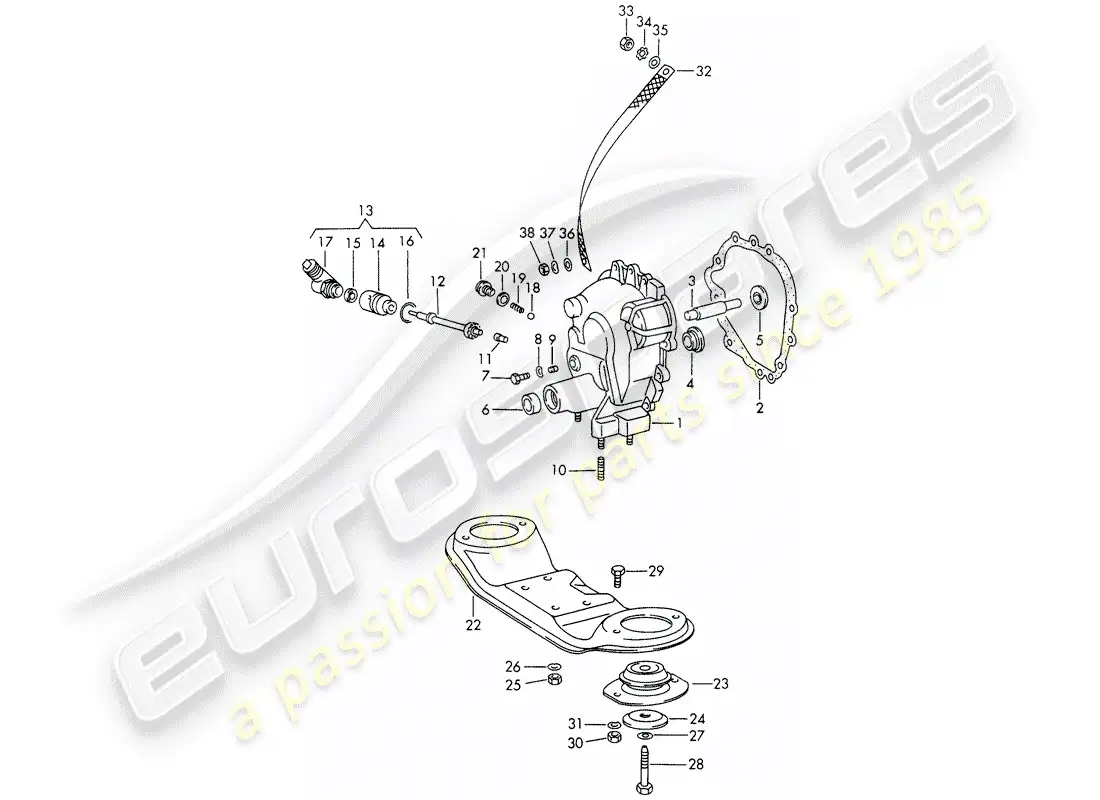 porsche 1972 (911) transmisión cubrir - suspensión de la transmisión - sportomatic - tipo 925 - d - mj 1972>> diagrama de piezas