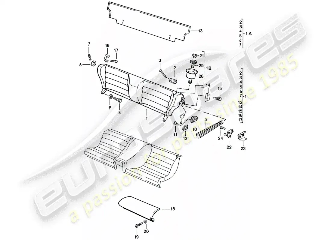 porsche 1982 (924) asiento de emergencia - piezas individuales diagrama de piezas
