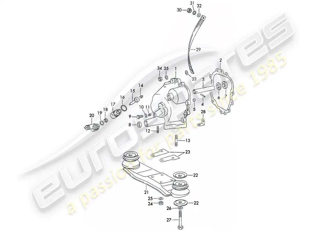 porsche 1971 (911) transmisión cubrir - suspensión de la transmisión - fundición enfriada - y - fundición a presión - d >> - mj 1970 diagrama de piezas