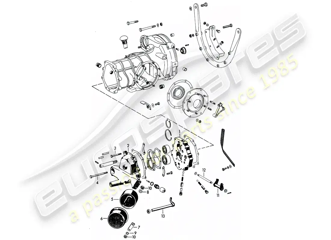 porsche 1964 (356b/356c) tapa de transmisión - placa intermedia diagrama de piezas