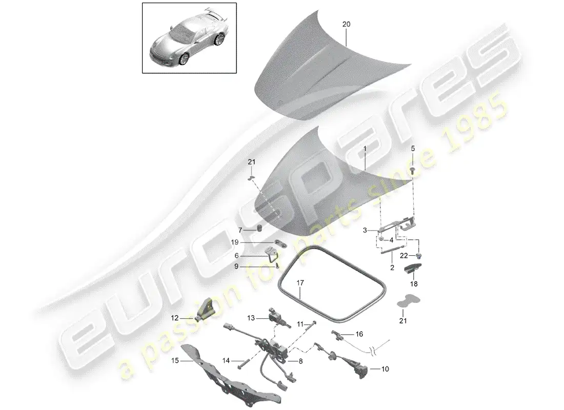 porsche 2016 (991-1 r/gt3/rs) cubrir diagrama de piezas
