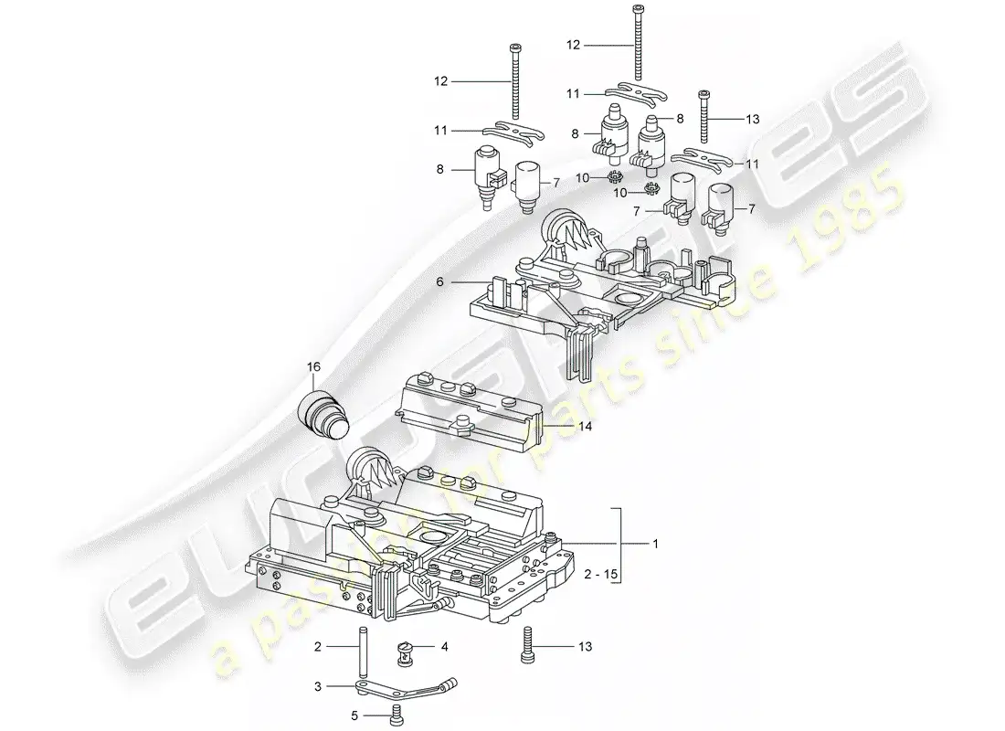 porsche 2004 (996 turbo / gt2) tiptronic - unidad de interrupción - solenoide válvula - regulador de presión esquema de piezas