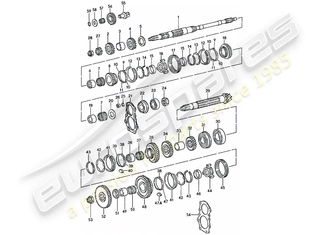 porsche 1980 (911) engranajes y ejes - 4. - velocidad - transmisión diagrama de piezas