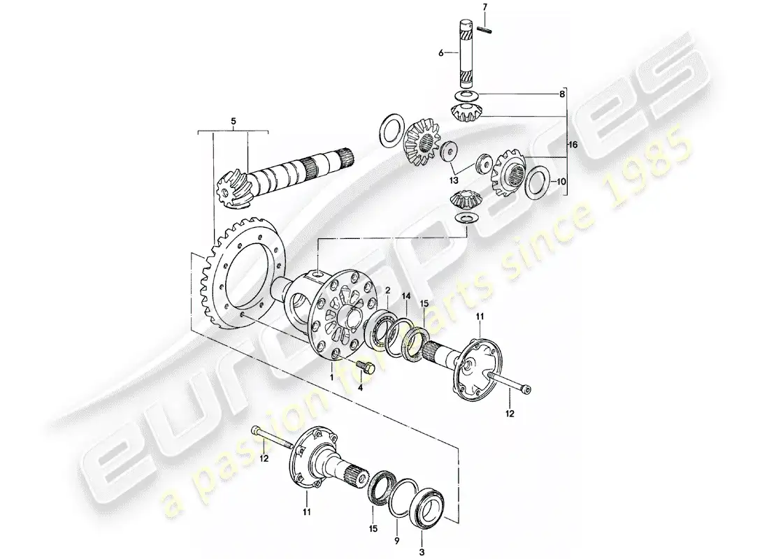 porsche 1981 (924) diferencial - caja de cambios manual - vq vr uv md - me mf mb mx - d - mj 1981>> diagrama de piezas