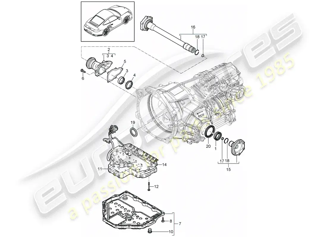 porsche 2013 (997-2 turbo / gt2 rs) - pdk - diagrama de piezas