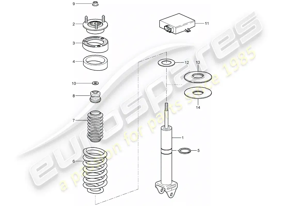 porsche 2008 (997-1) amortiguador diagrama de piezas