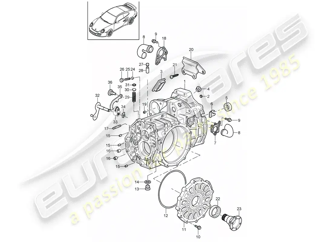 porsche 2013 (997-2 turbo / gt2 rs) caja de transmisión diagrama de piezas