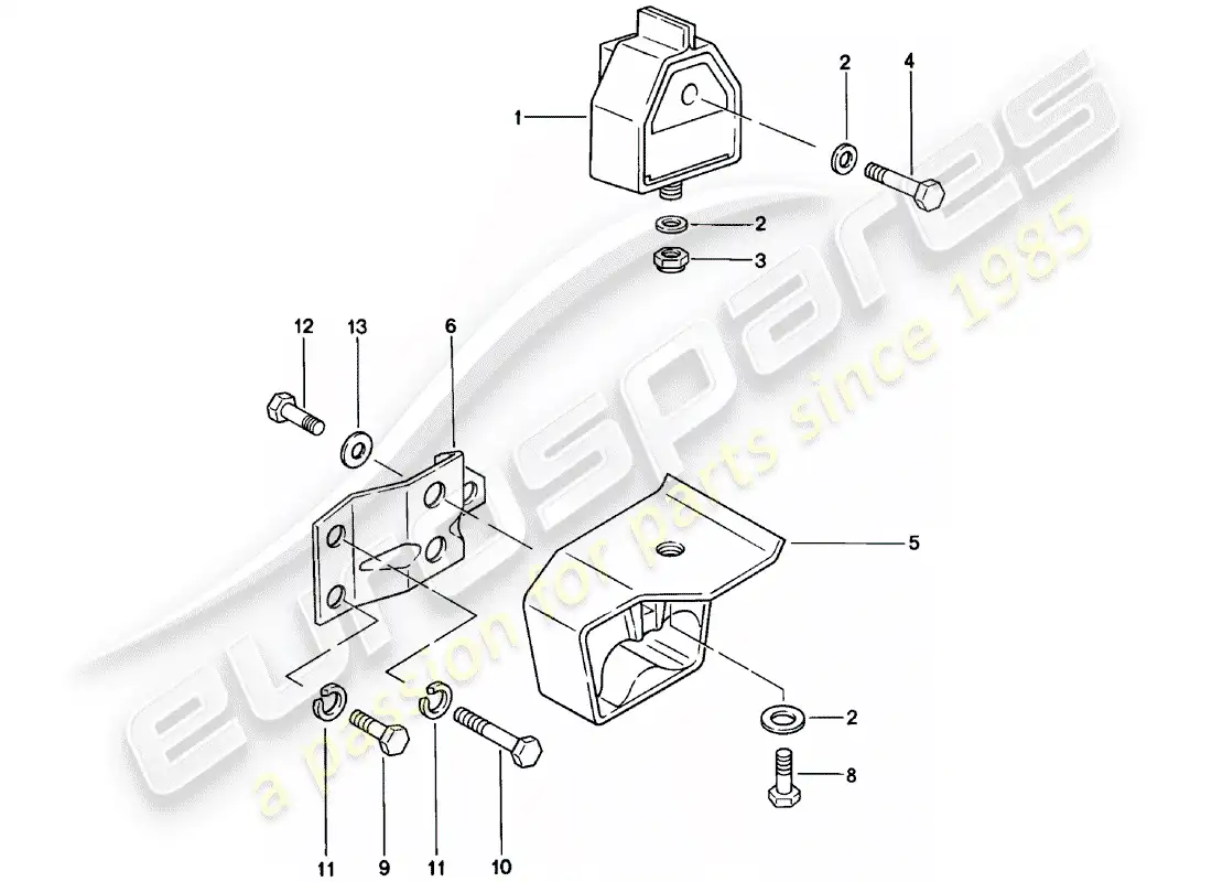 porsche 1981 (924) suspensión de la transmisión - caja de cambios manual diagrama de piezas