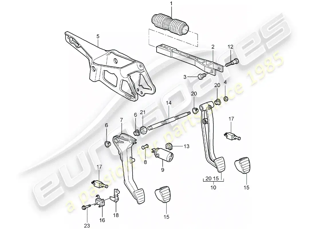porsche 2008 (997-1) pedales diagrama de piezas