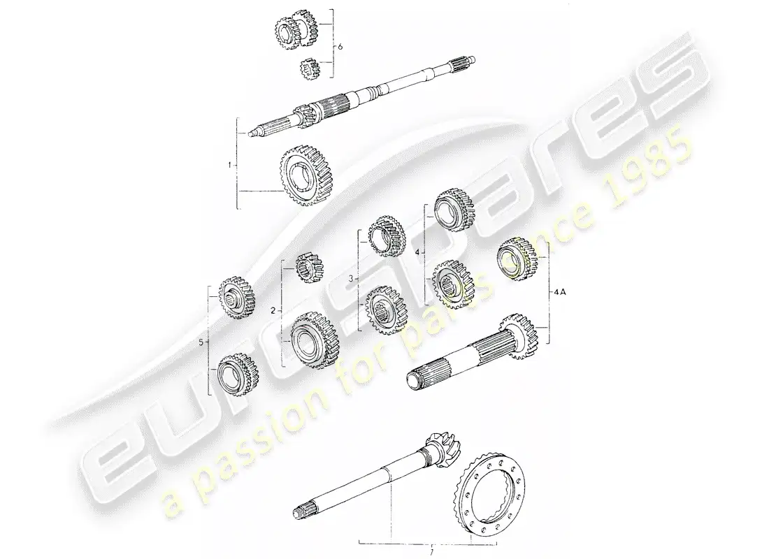 porsche 1991 (964) juegos de ruedas dentadas diagrama de piezas