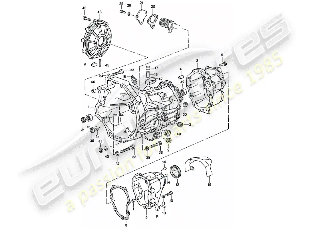 porsche 1986 (924s) transmisión de repuesto - caja de transmisión - caja de cambios manual diagrama de piezas