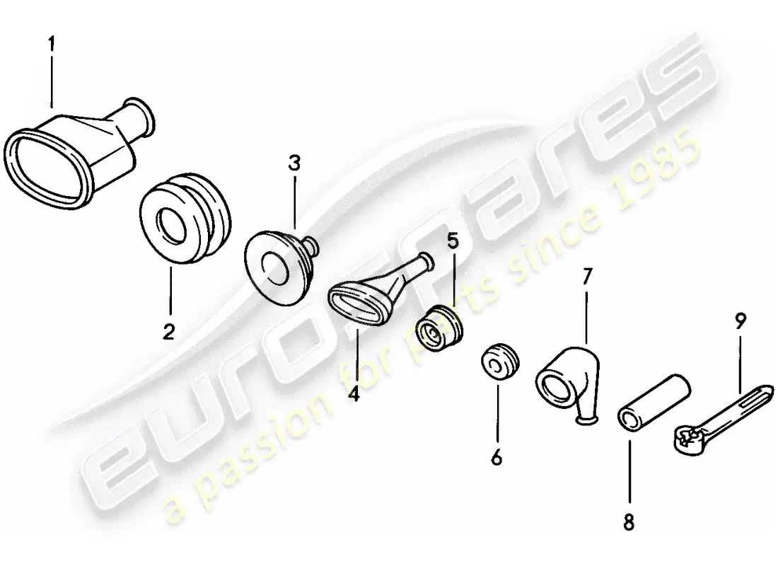porsche 1987 (924s) ojal - envoltura de corbata diagrama de piezas