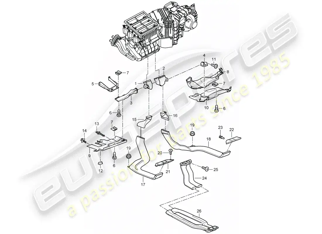 porsche 2010 (cayenne e1 9pa) distribuidor de aire diagrama de piezas
