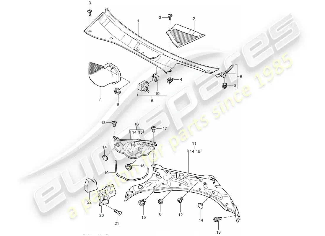 porsche 2004 (cayenne e1 9pa) cubrir diagrama de piezas