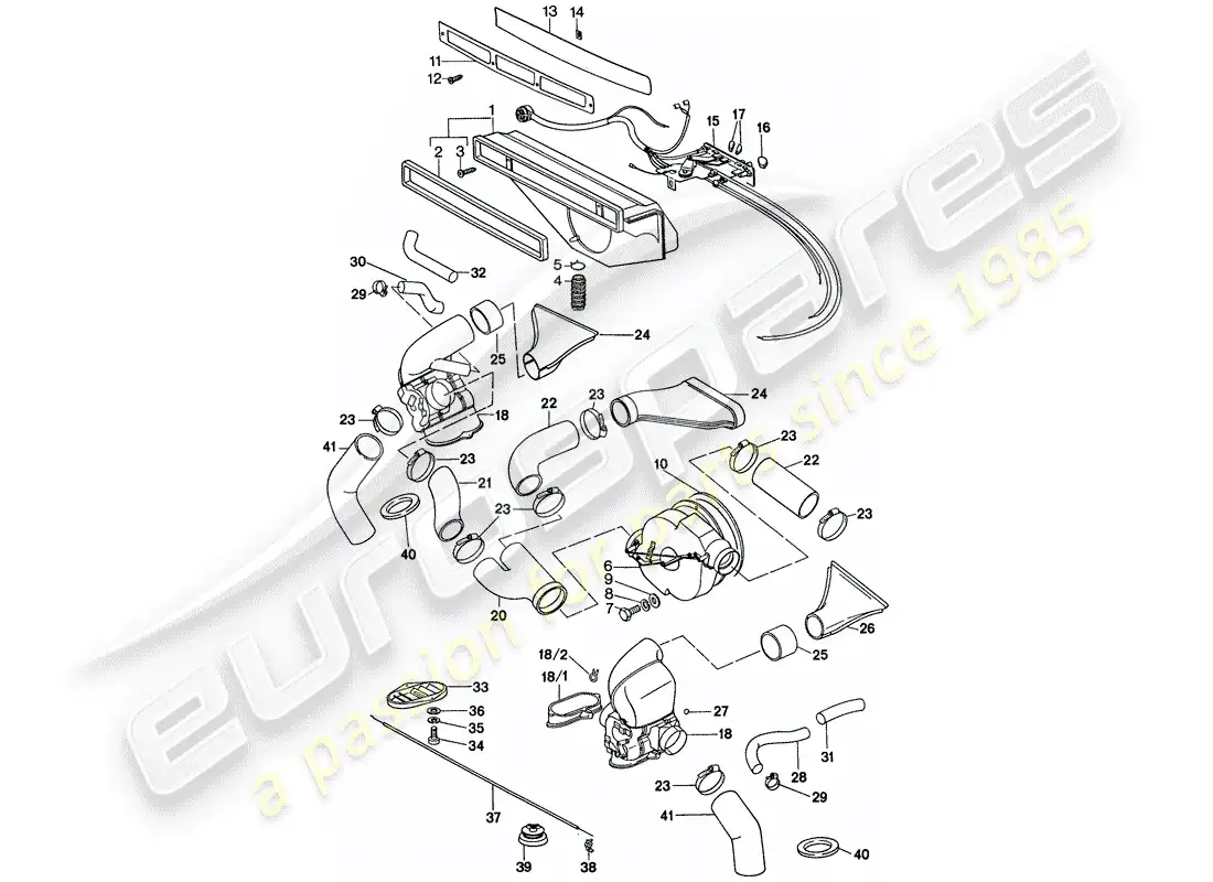 porsche 1977 (911) ventilación - sistema de calefacción 2 - d - mj 1977>> diagrama de piezas