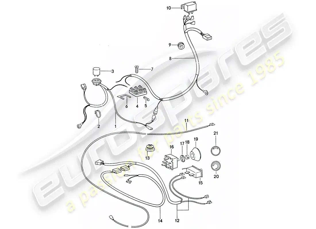 porsche 1976 (911) aire acondicionado - componentes eléctricos diagrama de piezas