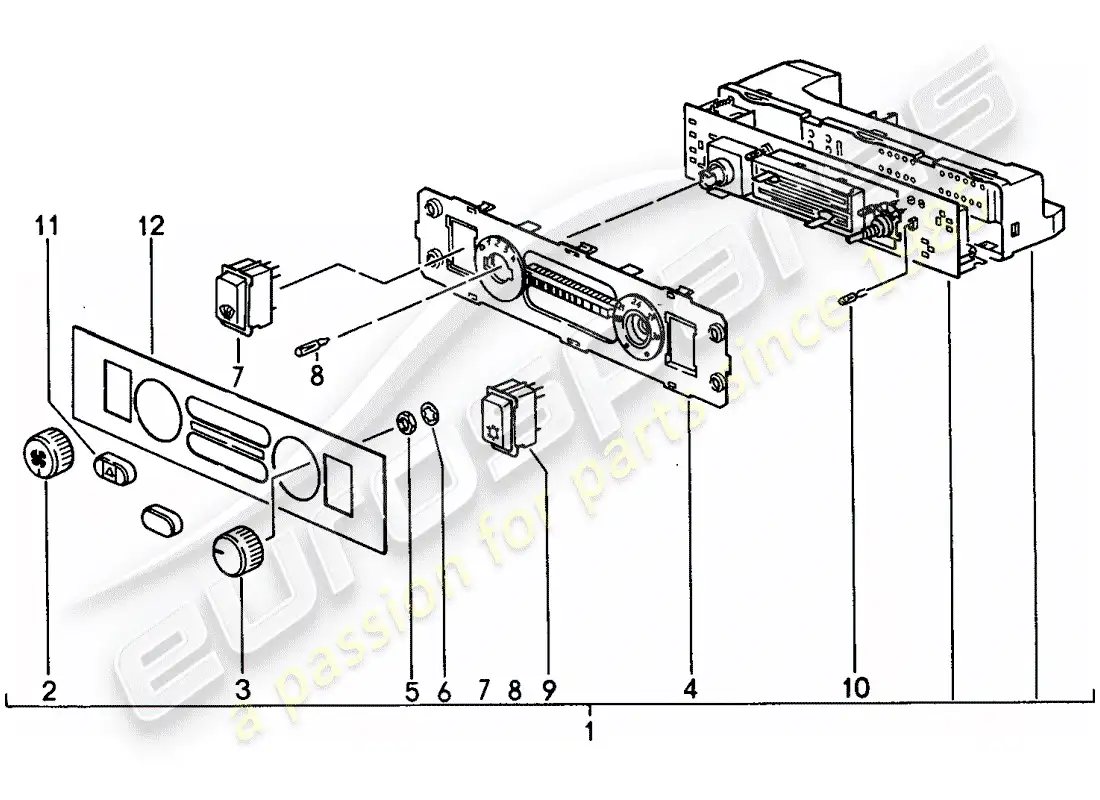 porsche 1992 (968) interruptor de control diagrama de piezas
