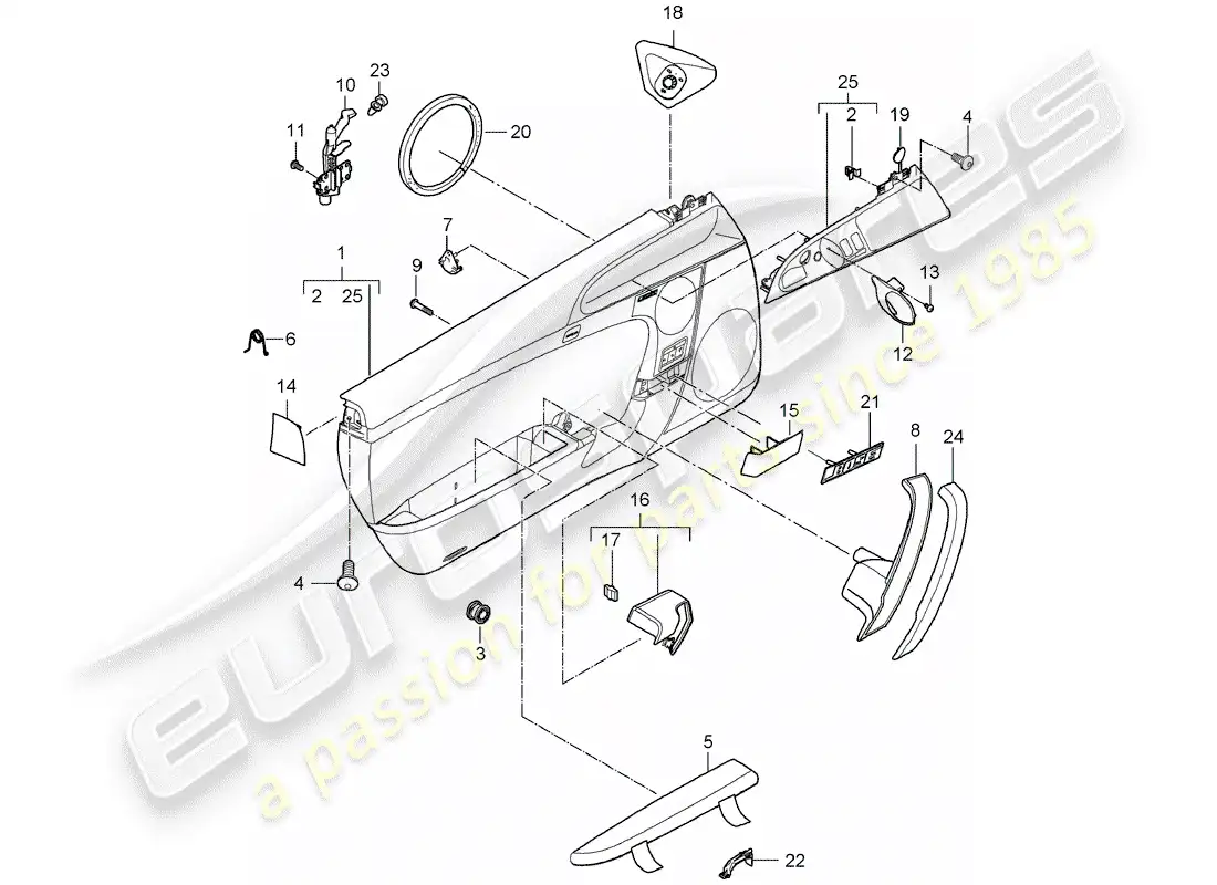 porsche 2009 (997-2) panel de la puerta diagrama de piezas