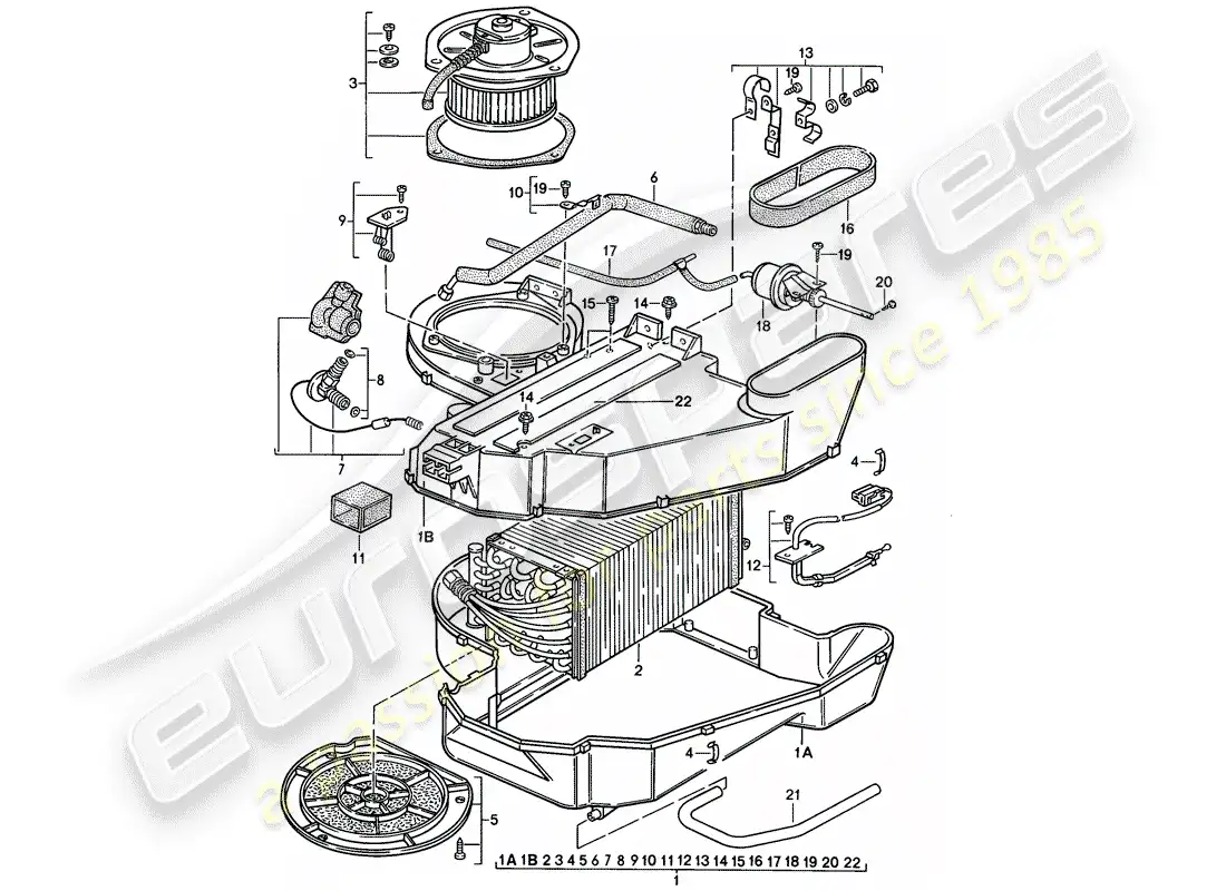 porsche 1986 (924s) aire acondicionado diagrama de piezas