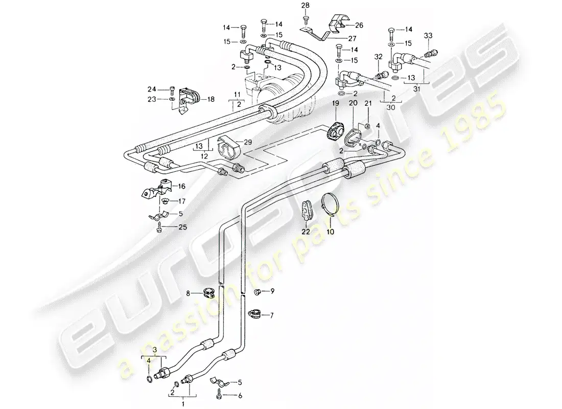 porsche 1994 (964) circuito refrigerante diagrama de piezas