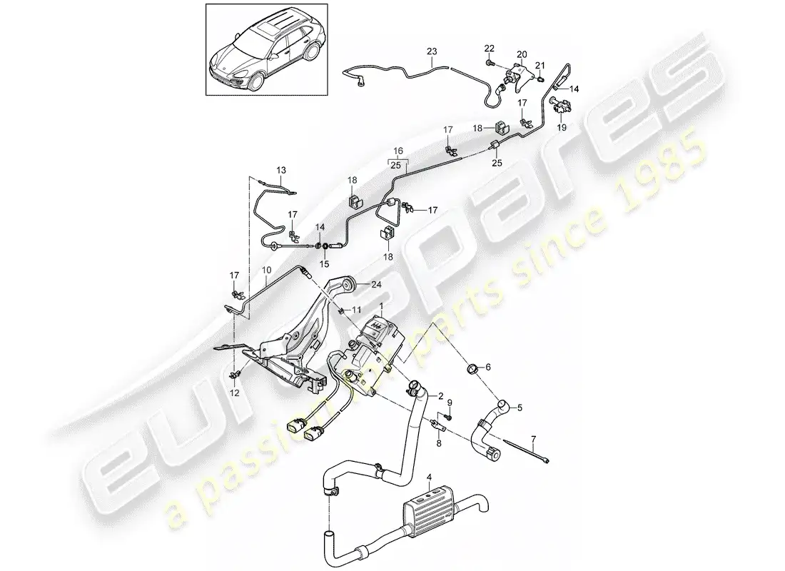 porsche 2014 (cayenne e2 92a) calentador adicional diagrama de piezas