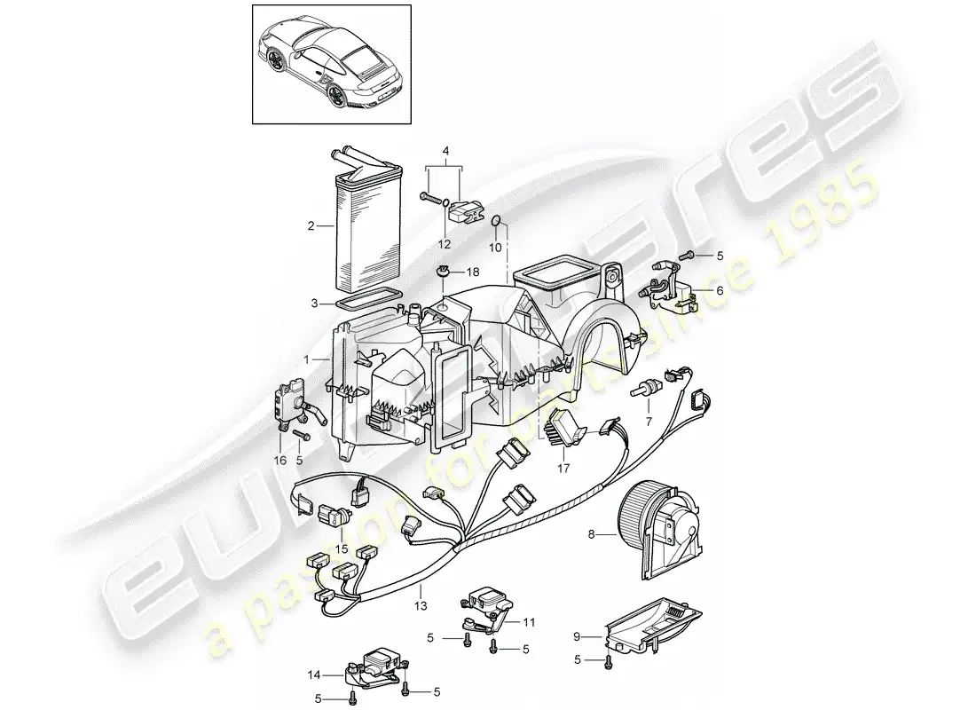 porsche 2007 (997-1 turbo / gt2) aire acondicionado diagrama de piezas