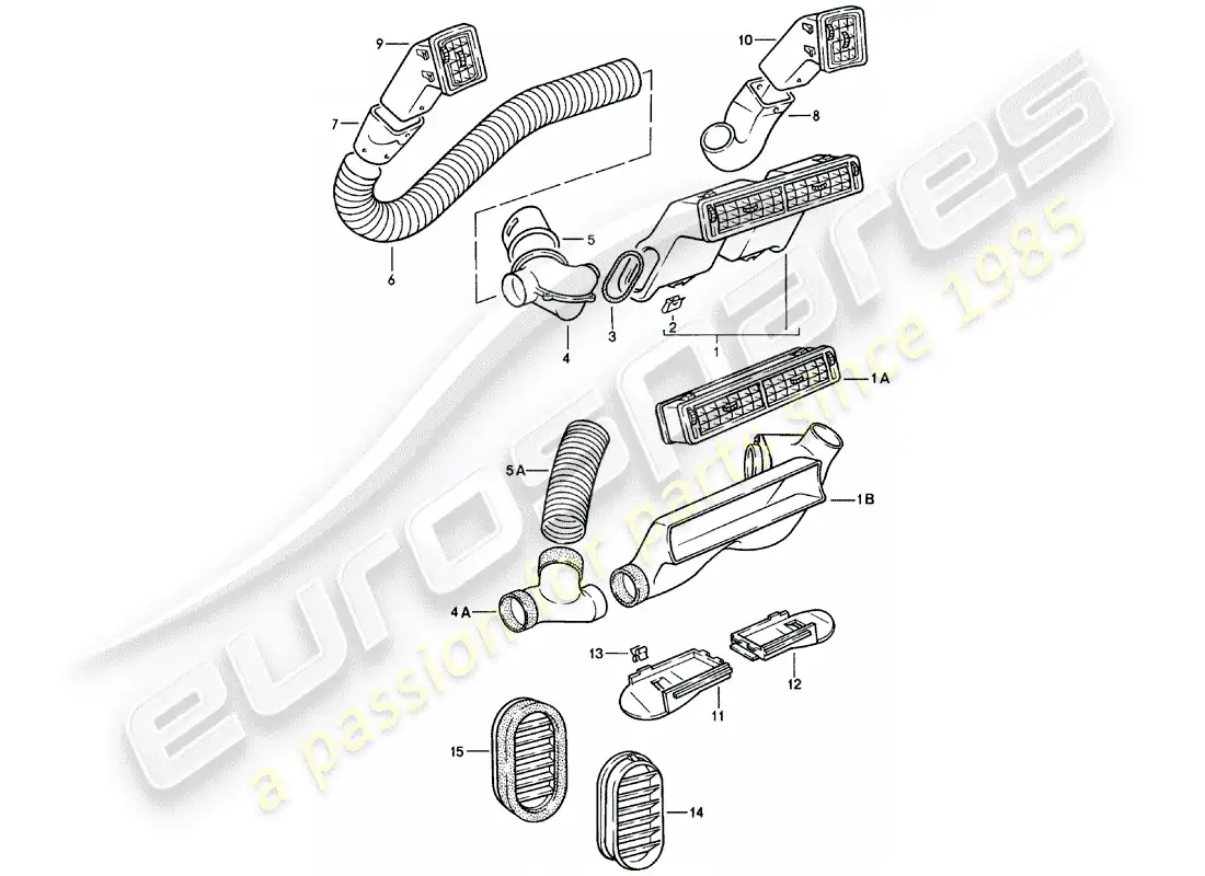 porsche 1985 (924) ventilación de aire - manguera de aire - f >> 92-cn402 197 - f >> 93-cn100 305 - f >> 93-bn700 450 diagrama de piezas