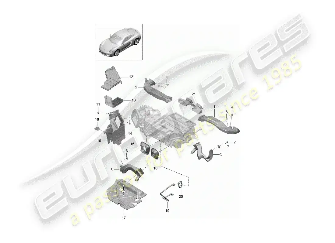 porsche 2016 (981 cayman) ducto de aire diagrama de piezas
