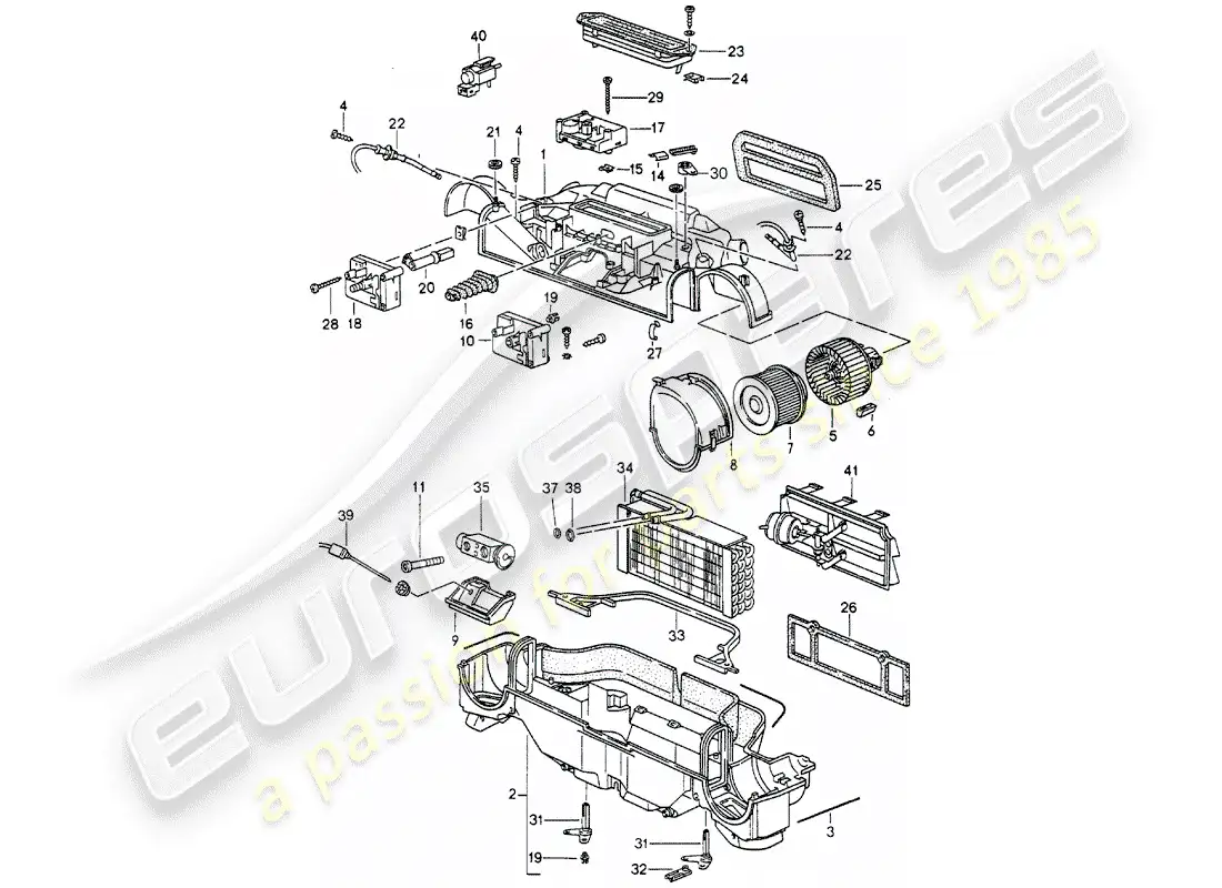 porsche 1997 (993) calentador - aire acondicionado - piezas individuales diagrama de piezas