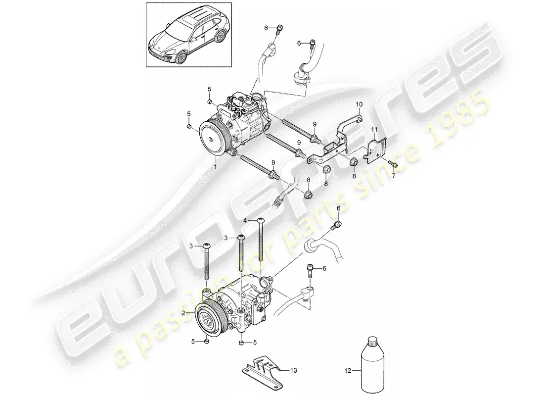 porsche 2011 (cayenne e2 92a) compresor diagrama de piezas