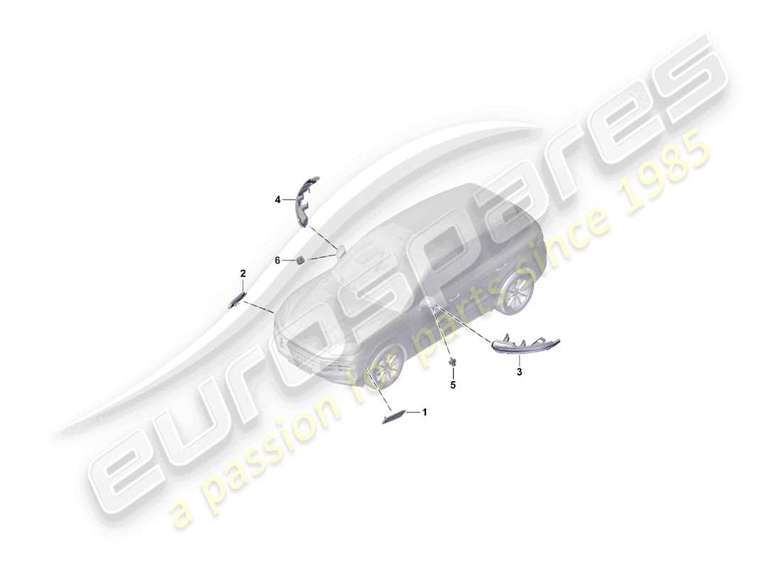 porsche 2023 (cayenne e3 pa) diagrama de piezas del repetidor de señal de giro de la luz de posición lateral