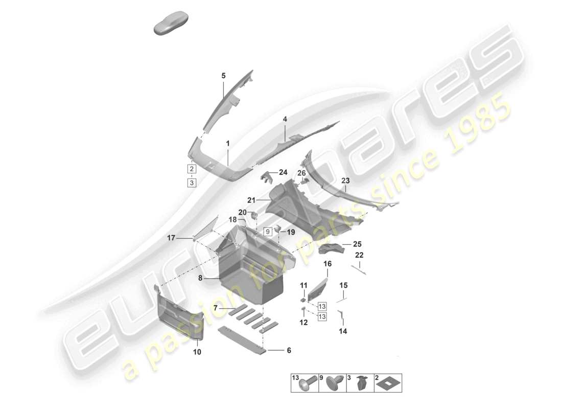 porsche 2021 (992-1) diagrama de piezas del guarnecido del compartimento de equipaje