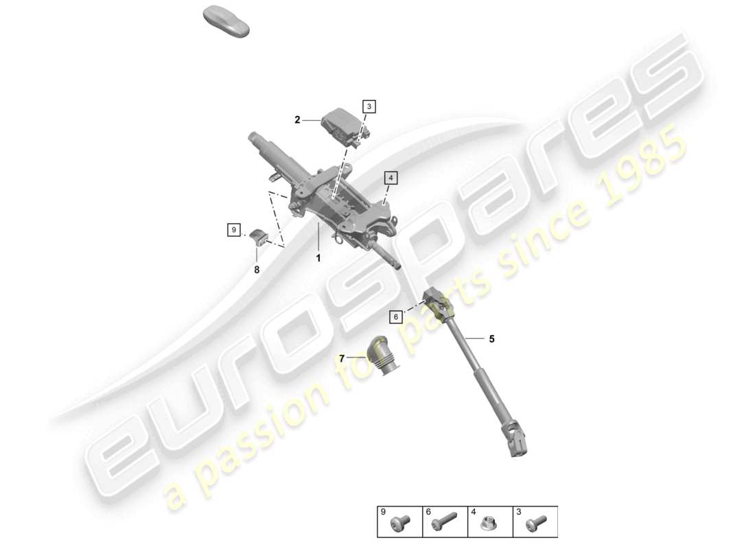 porsche 2021 (718 cayman gt4) diagrama de piezas del eje de dirección intermedio de la columna de dirección