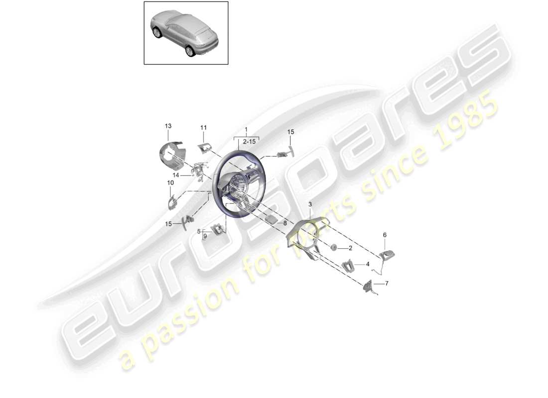 porsche 2021 (macan) diagrama de piezas del volante