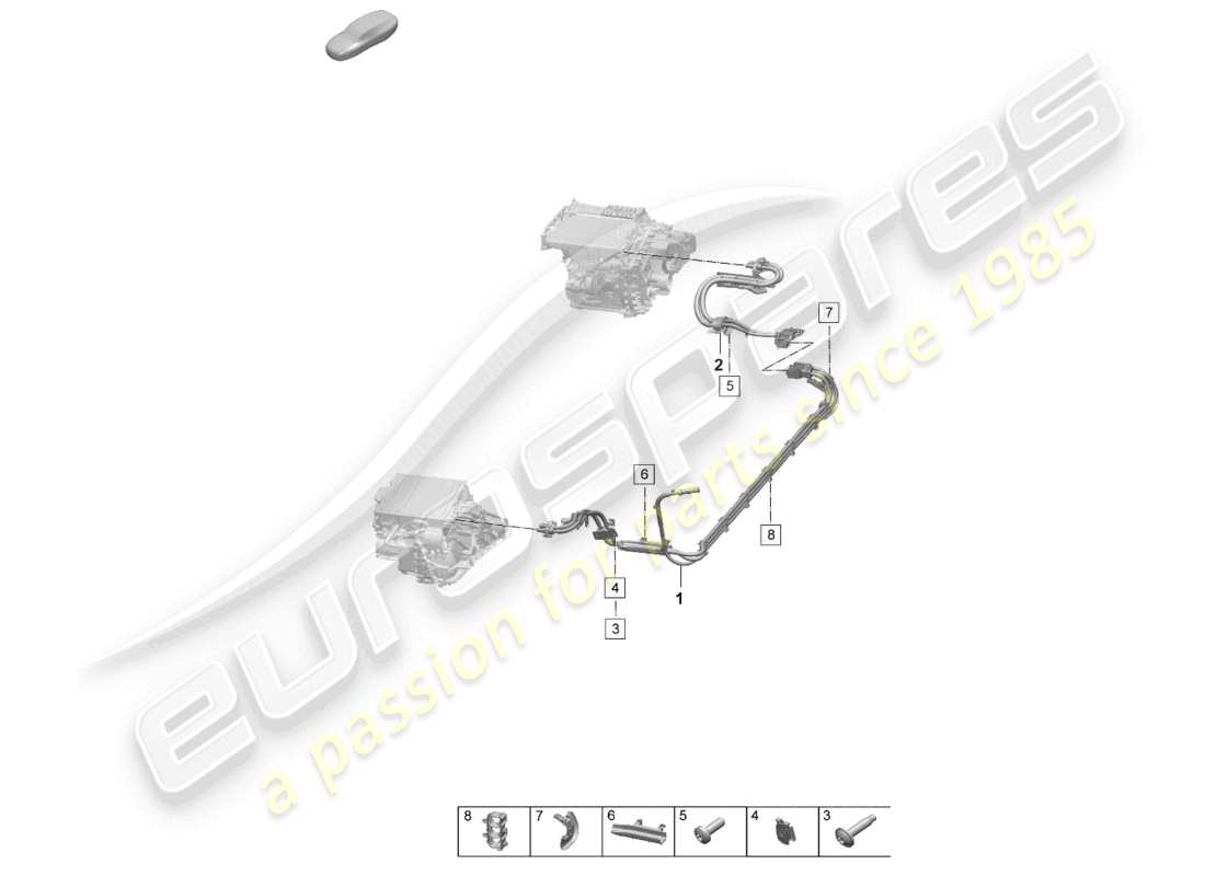 porsche 2025 (macan-e) diagrama de piezas del conjunto de cableado de alto voltaje del motor eléctrico