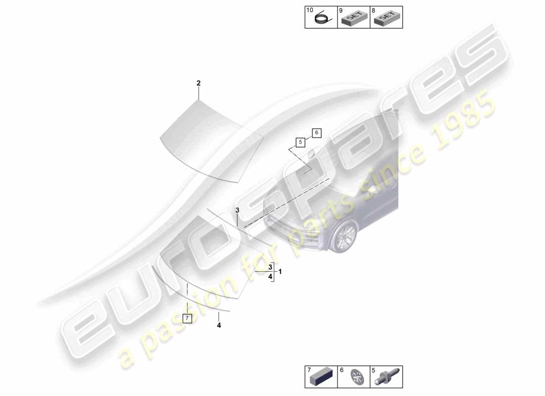 porsche 2023 (cayenne e3 pa) parabrisas coupé diagrama de piezas