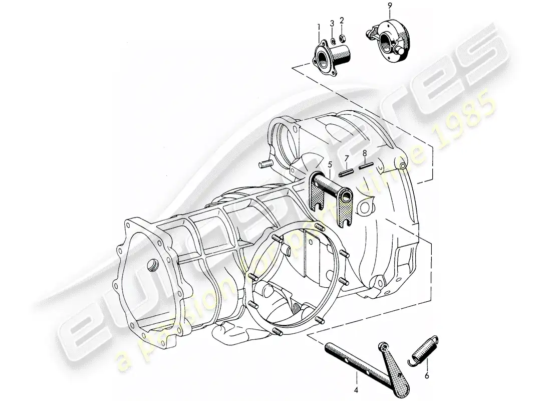 porsche 1964 (356b/356c) liberación del embrague diagrama de piezas