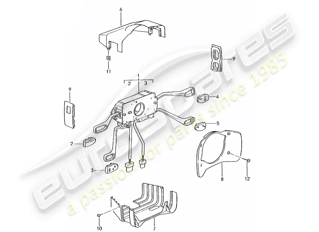 porsche 2004 (996 turbo / gt2) diagrama de piezas del interruptor de la columna de dirección