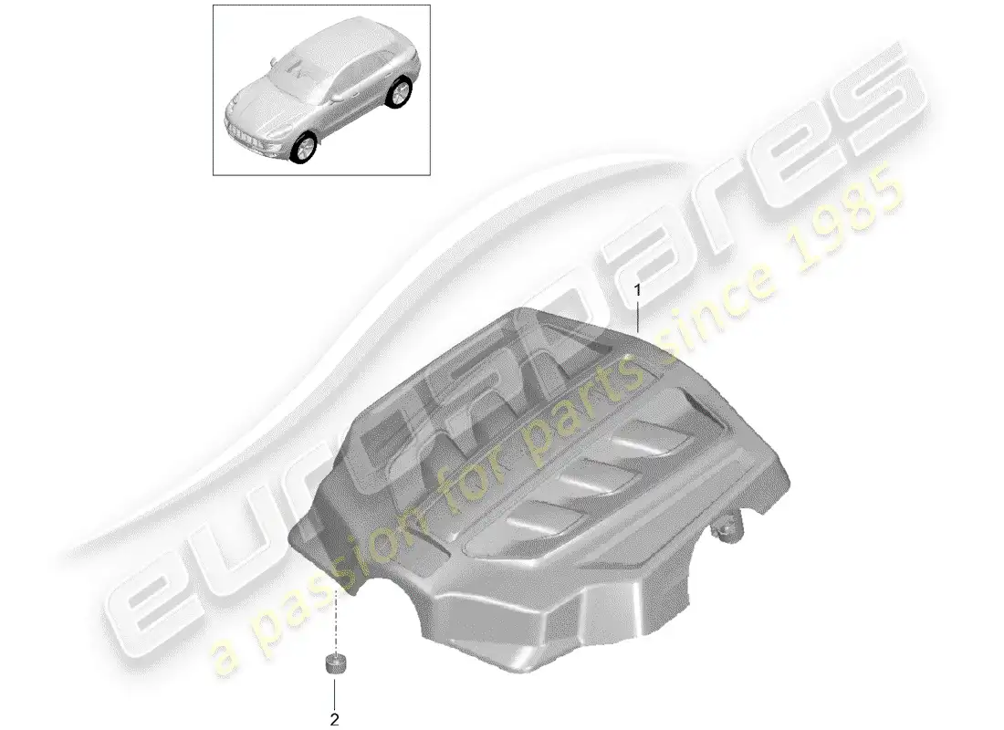 porsche 2015 (macan) cubierta del motor diagrama de piezas