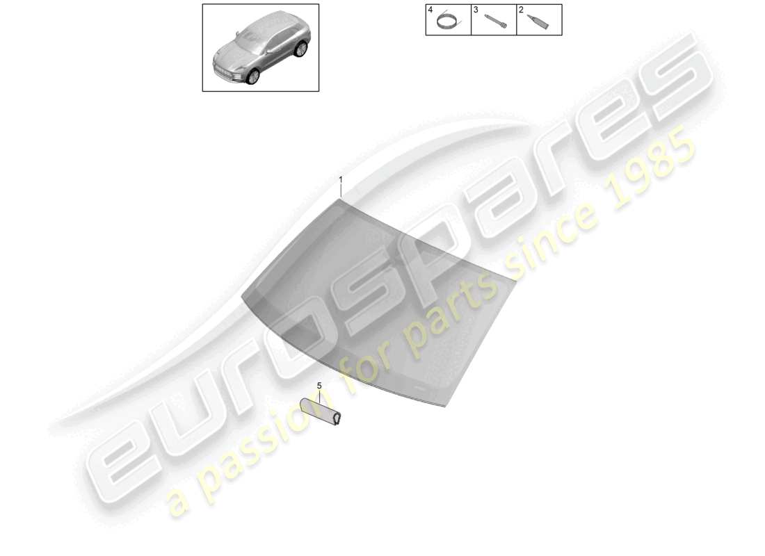 porsche 2021 (macan) diagrama de piezas del parabrisas