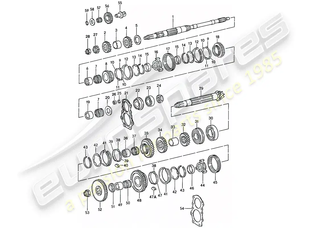 porsche 1988 (911) engranajes y ejes - 4-speed diagrama de piezas