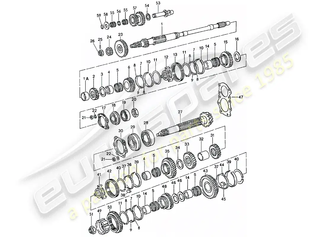 porsche 1981 (911) engranajes y ejes - 5. - velocidad - transmisión diagrama de piezas
