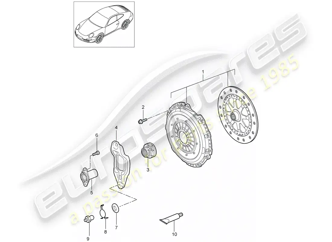 porsche 2010 (997-2) embrague diagrama de piezas