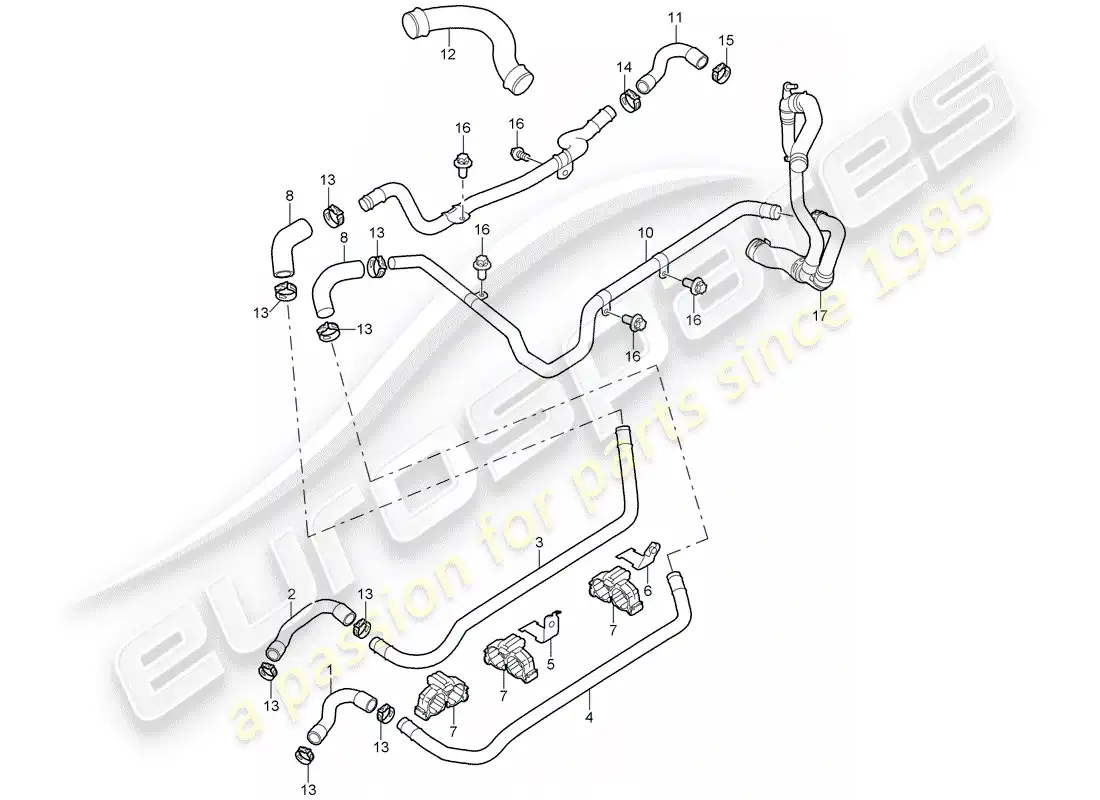 porsche 2008 (997-1) líneas diagrama de piezas