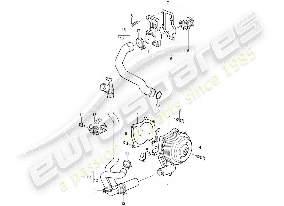 porsche 2008 (997-1) bomba de agua diagrama de piezas