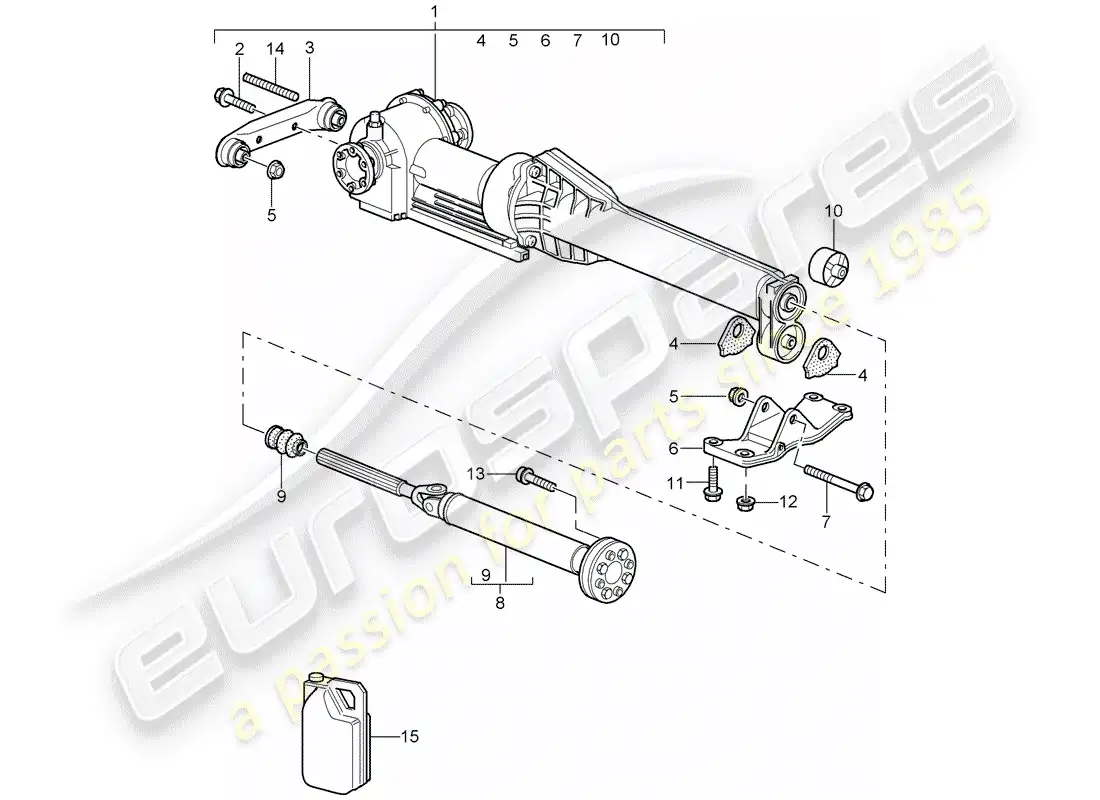 porsche 2005 (997-1) diferencial del eje delantero diagrama de piezas