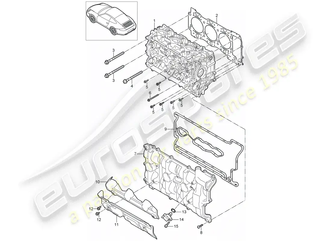 porsche 2009 (997-2) cabeza de cilindro diagrama de piezas